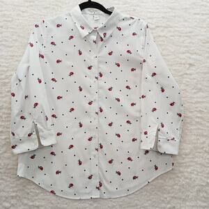 Blouse Size 12 Ladybug Polka Dot Whimsycore Cottagecore Retro Novelty Y2K Garden